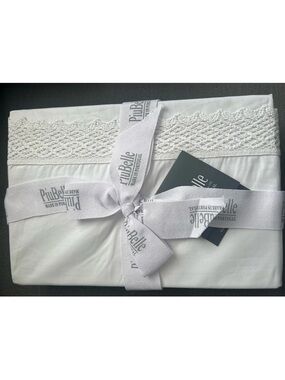 PiuBelle Portugal Crochet King Sheet Set White Pillowcases Cotton  4pc